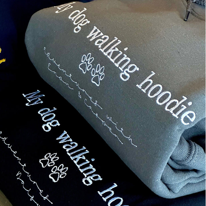 Embroidered Personalised Dog Walking Hoodie - Dog Lover Gift