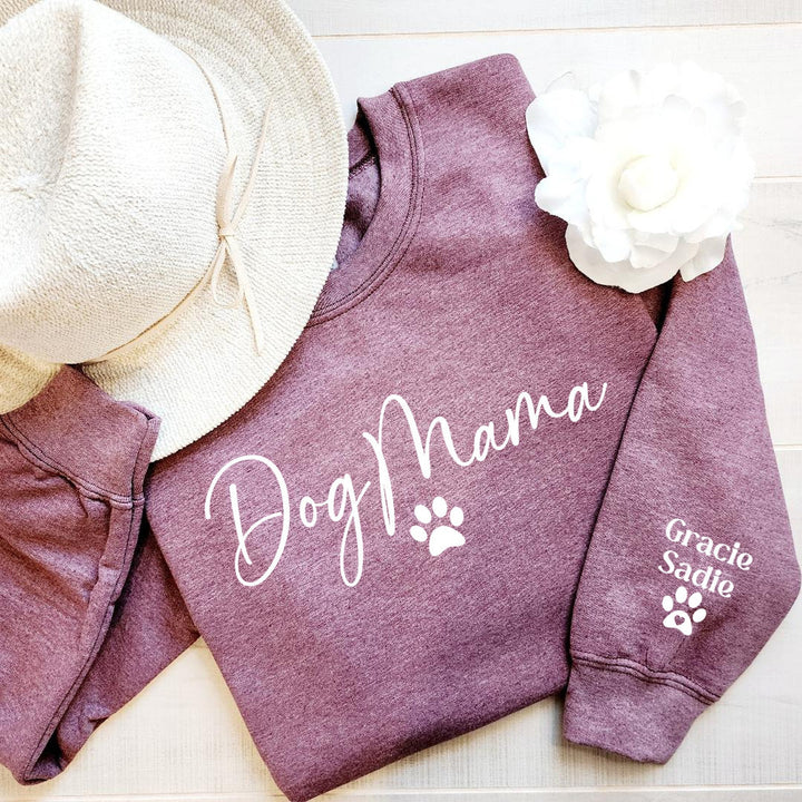 Custom Dog Mom Sweatshirt with Sleeve, Crewneck or Hoodie