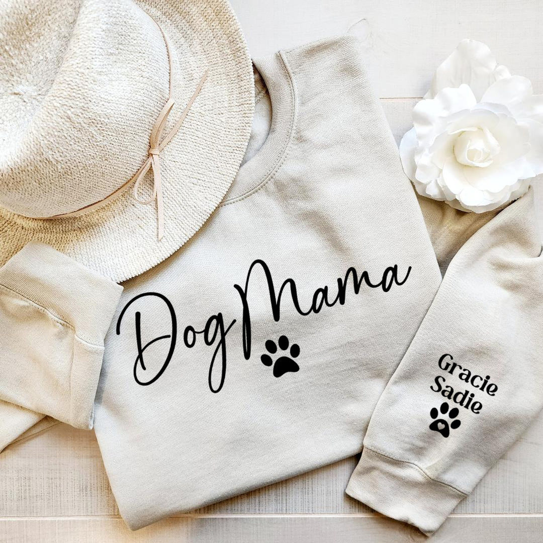 Custom Dog Mom Sweatshirt with Sleeve, Crewneck or Hoodie