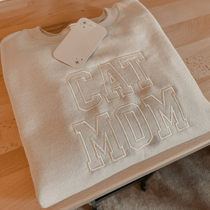 Embroidered Cat Mom Sweatshirt | Cat Dad Sweatshirt