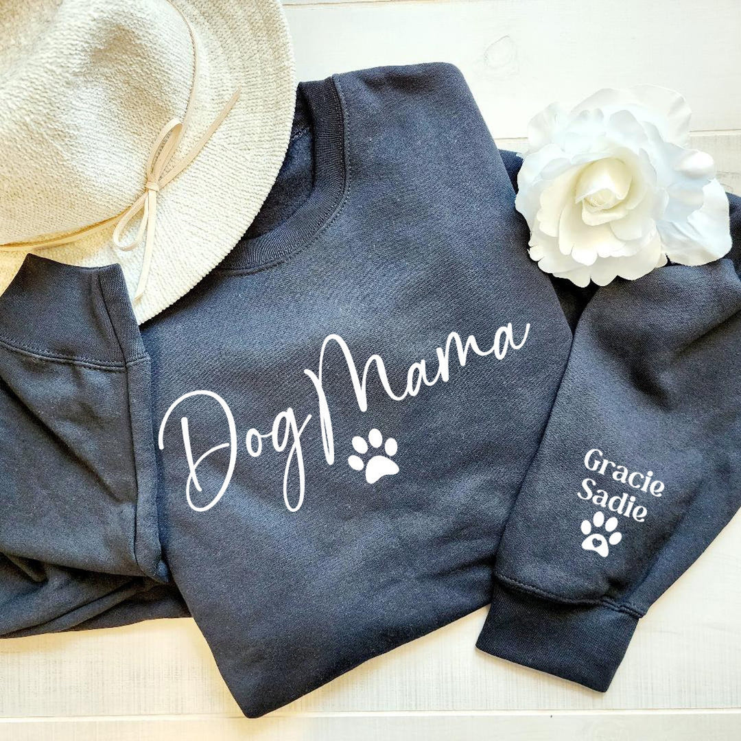Custom Dog Mom Sweatshirt with Sleeve, Crewneck or Hoodie