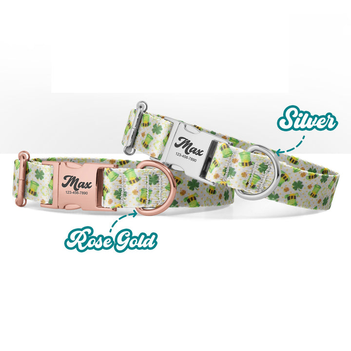 Personalized St. Patrick's Dog Collar with Name Engraved