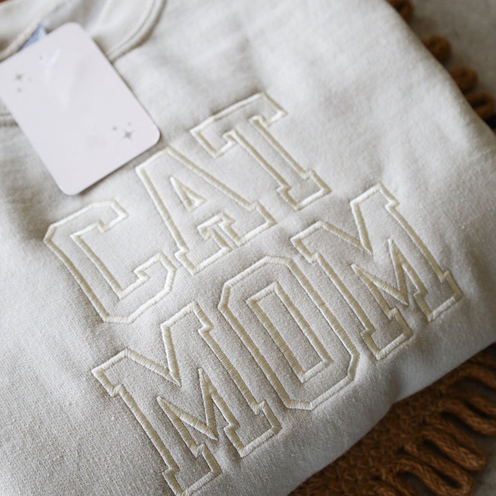 Embroidered Cat Mom Sweatshirt | Cat Dad Sweatshirt