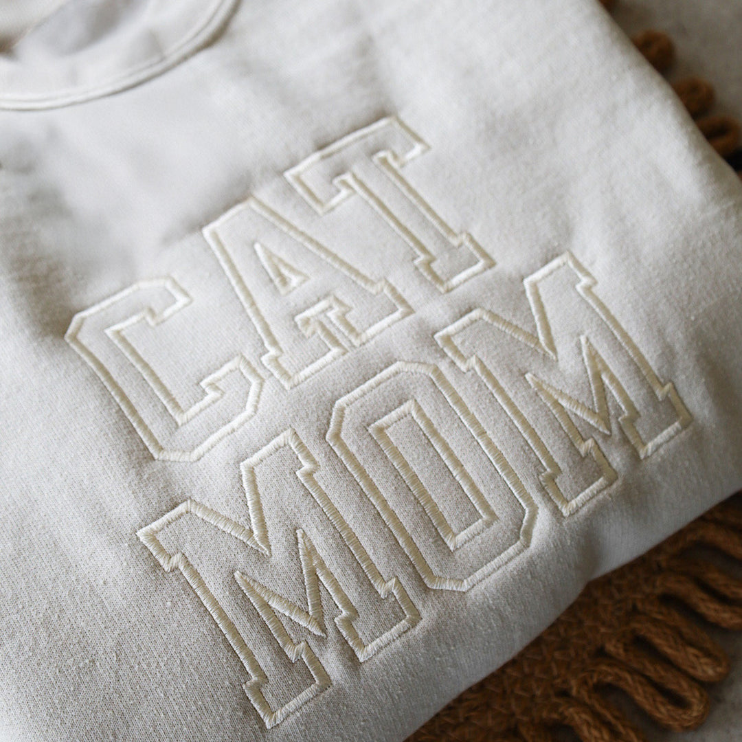 Embroidered Cat Mom Sweatshirt