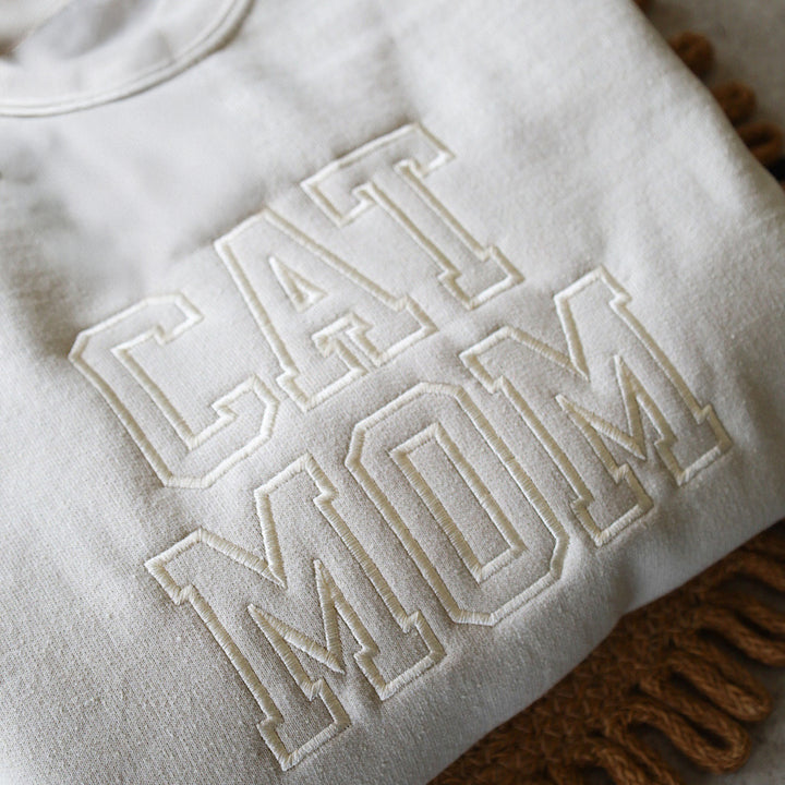 Embroidered Cat Mom Sweatshirt