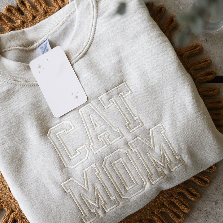 Embroidered Cat Mom Sweatshirt | Cat Dad Sweatshirt