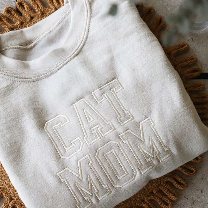 Embroidered Cat Mom Sweatshirt