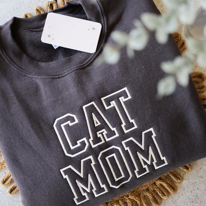 Embroidered Cat Mom Sweatshirt | Cat Dad Sweatshirt