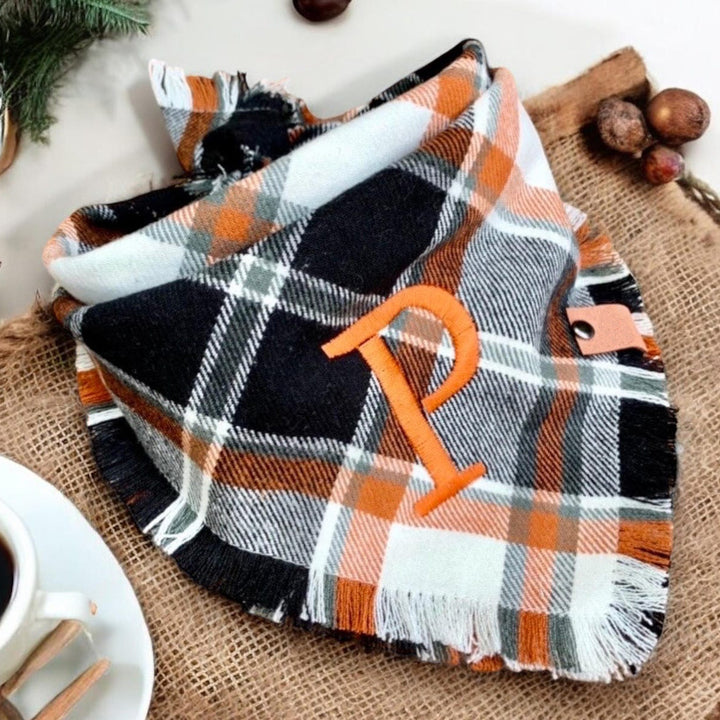 Flannel dog bandana dog gift Fall scarf dog thanksgiving dog bandana fall dog scarf dog fringed bandana plaid dog Halloween bandana frayed