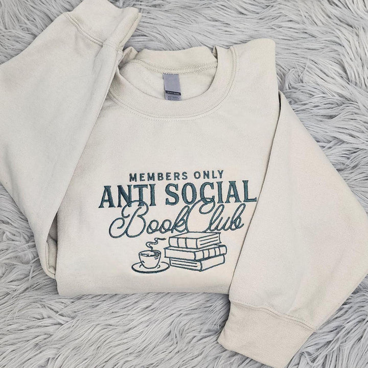 Anti Social Book Club Embroidered Crewneck - Book Club Sweatshirt