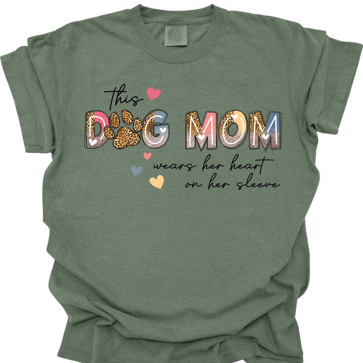 Custom Dog Mom Sweatshirt, This Dog Mom Wears Her Heart On Her Sleeve