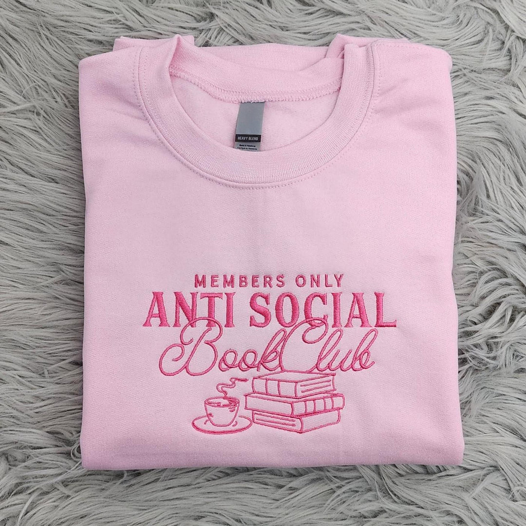 Anti Social Book Club Embroidered Crewneck - Book Club Sweatshirt