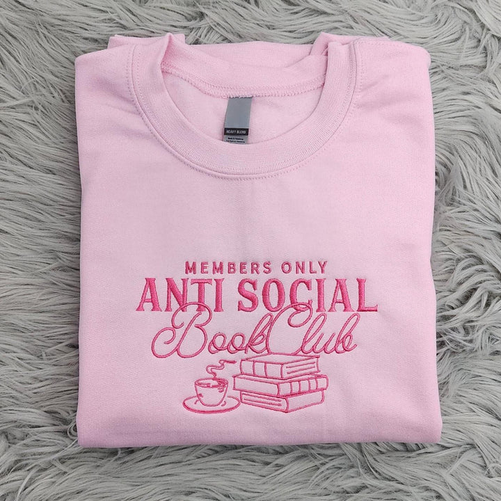 Anti Social Book Club Embroidered Crewneck - Book Club Sweatshirt
