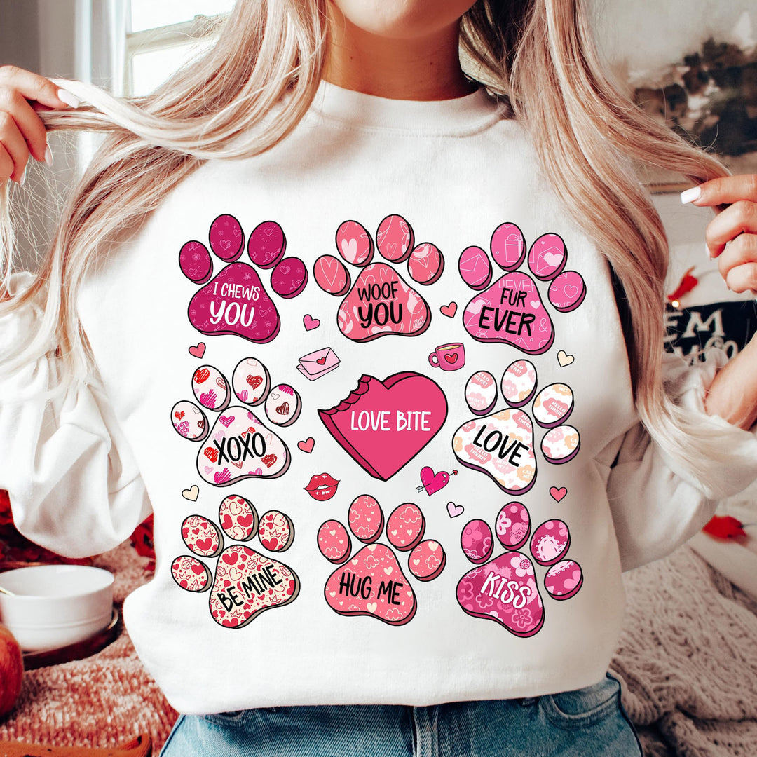 Valentine's Day Png, Dog Paw Print Heart hoodie