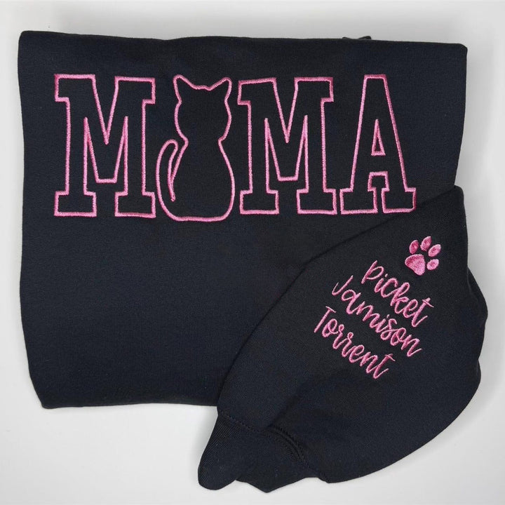 Embroidered Cat mom, cat mama, personalized with cat names