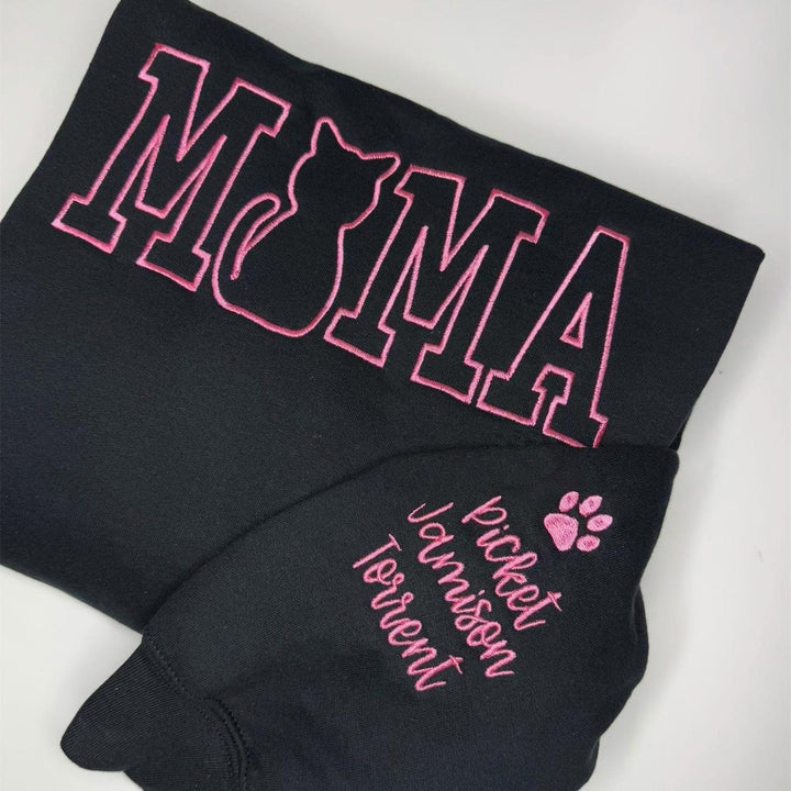 Embroidered Cat mom, cat mama, personalized with cat names