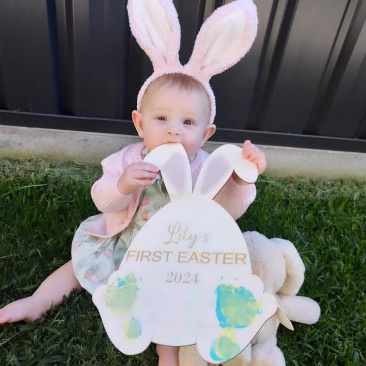 Personalised First Easter Footprint Plaque - Custom First Easter Plaque