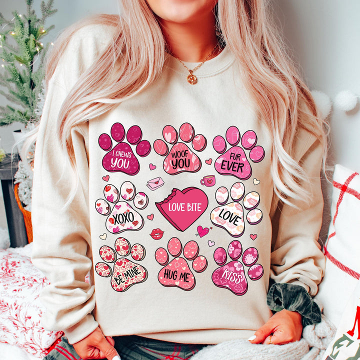 Valentine's Day Png, Dog Paw Print Heart hoodie