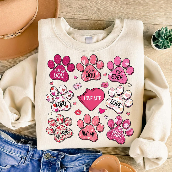 Valentine's Day Png, Dog Paw Print Heart hoodie
