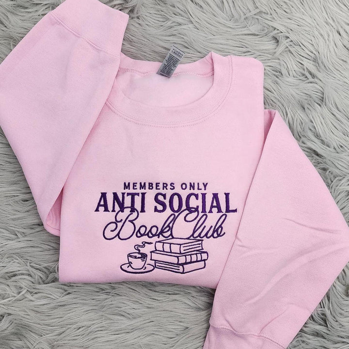 Anti Social Book Club Embroidered Crewneck - Book Club Sweatshirt
