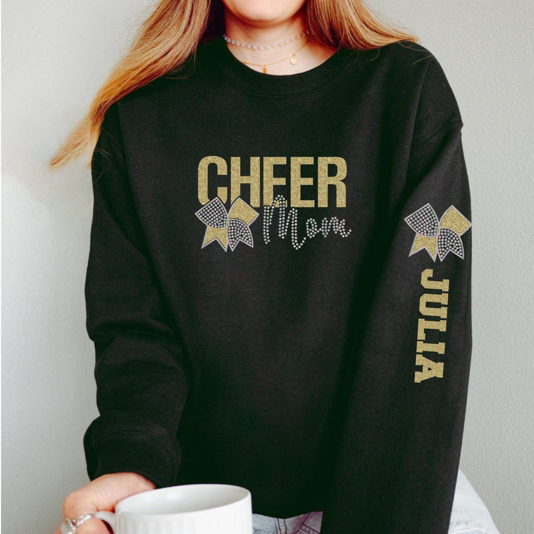 Cheer Mom with Bling Faux Rhinestones Sweatshirt