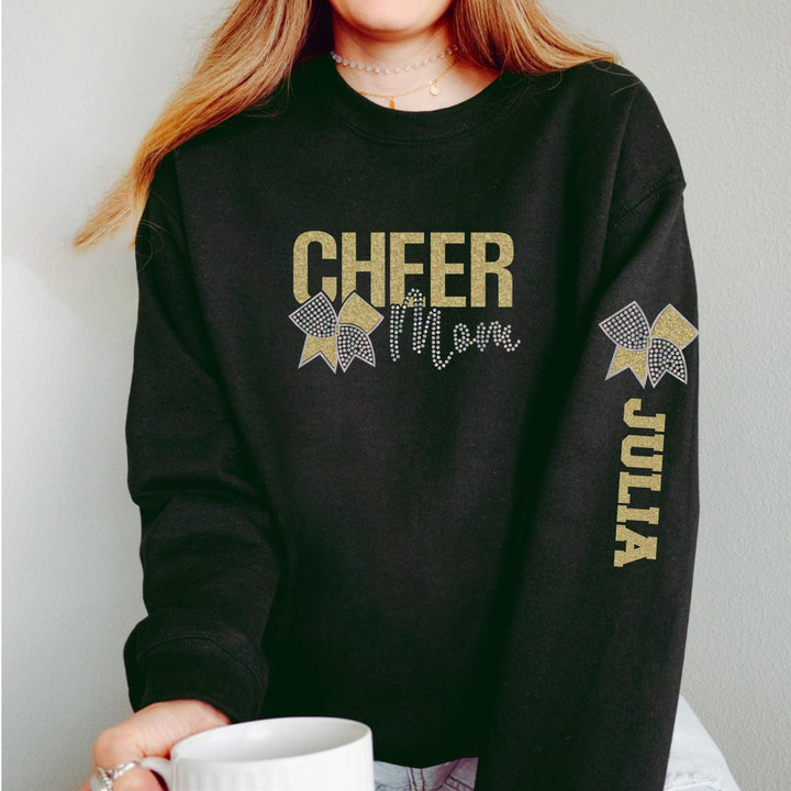 Cheer Mom with Bling Faux Rhinestones Sweatshirt
