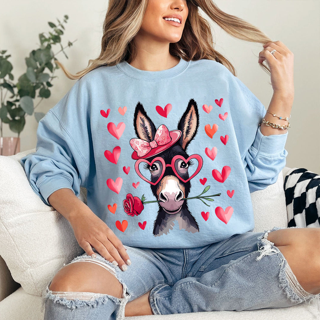 Valentines Day Sublimation Donkey Design Sweatshirt
