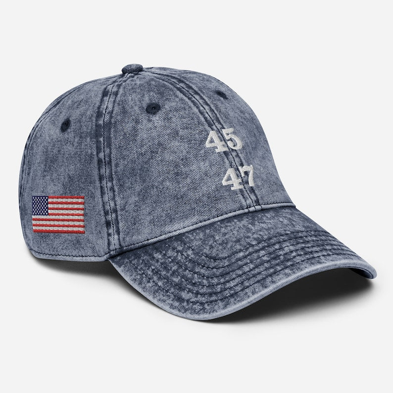 45 47 Trump Vintage Cap - 45 47 Vintage Cotton Baseball Cap