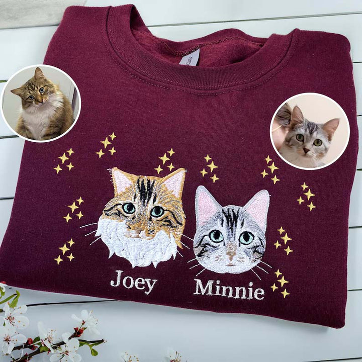 Custom Embroidered Pet Portrait Christmas Jumper Sweatshirt Hoodie T-shirt Christmas Gift