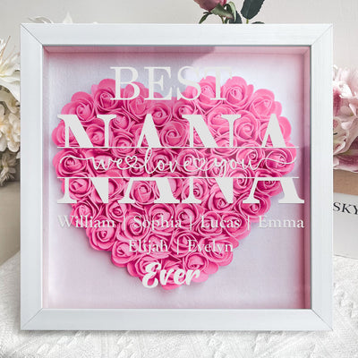 "Best Mom Ever" Heart Shaped Flower Shadow Box | Customized Gift for MUM, Nana Grandma