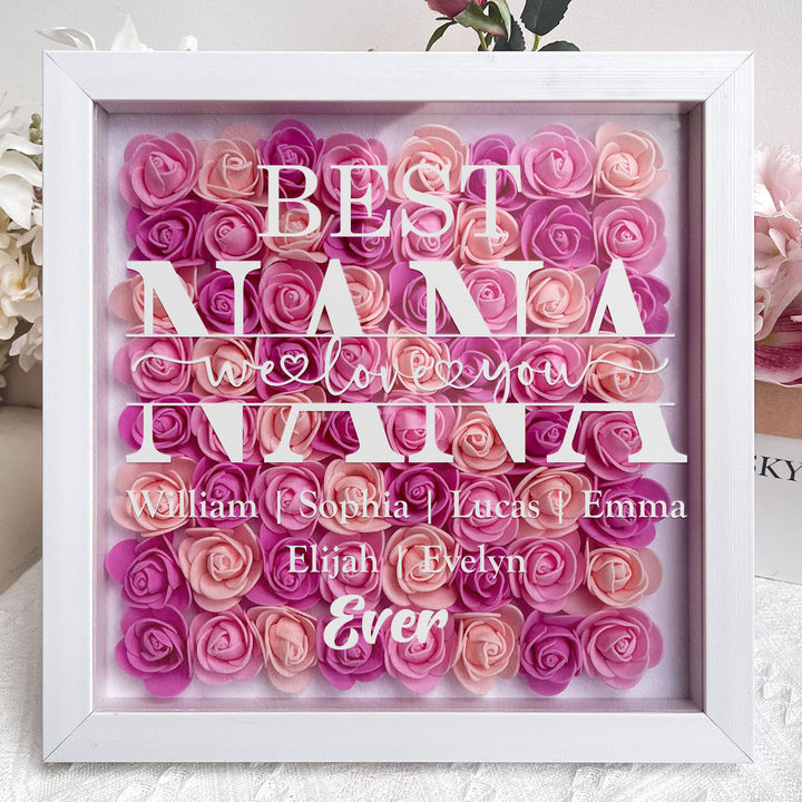 "Best Mom Ever" Heart Shaped Flower Shadow Box | Customized Gift for MUM, Nana Grandma