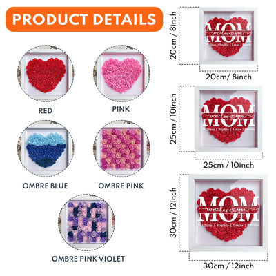 "Best Mom Ever" Heart Shaped Flower Shadow Box | Customized Gift for MUM, Nana Grandma