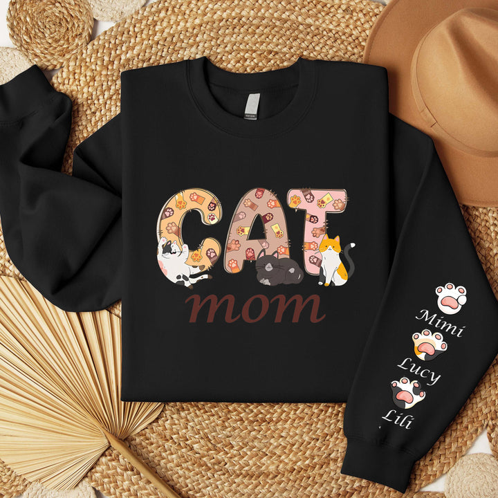 Custom Cat Mom Shirt, Cat Mom Gift Sweatshirt With Names