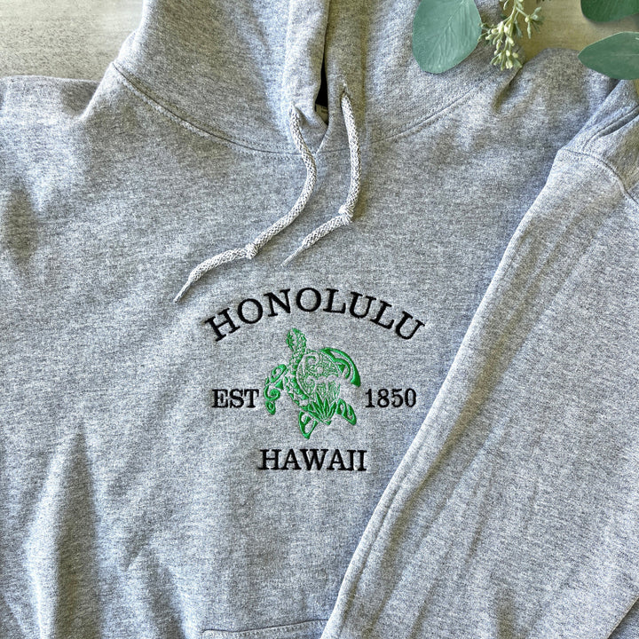 Embroidered Beach Sweatshirt, Honolulu Hawaii Hoodie