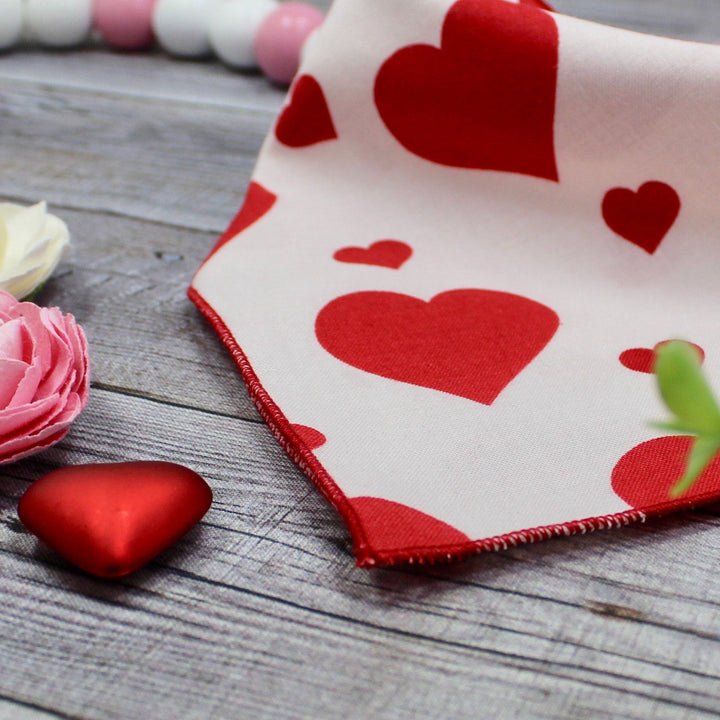 Valentine's Day Dog Bandana, Red Hearts on Blush