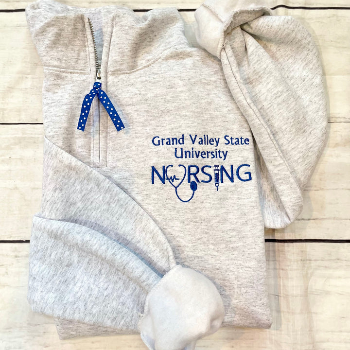 Custom  University School name nursing program pull over jacket