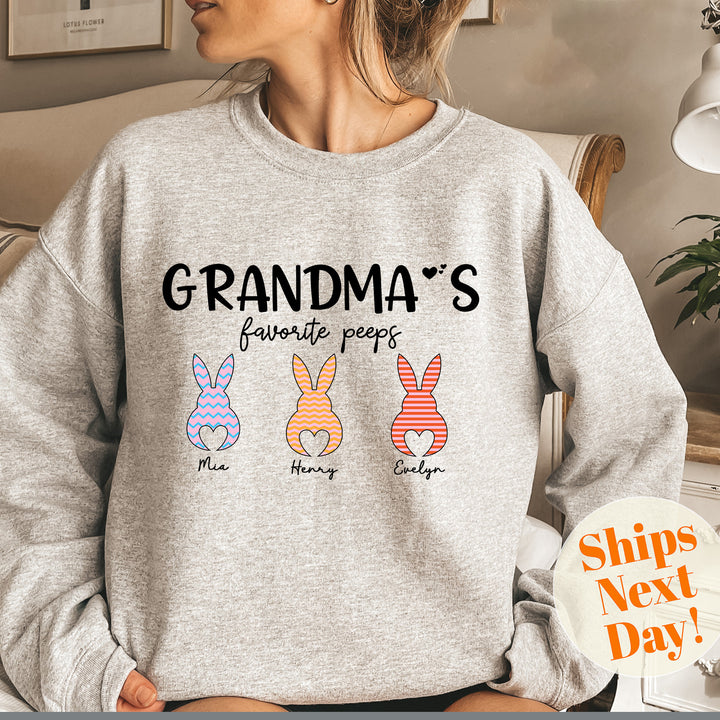 Custom Grandma Easter Sweatshirt with Kids Names, Easter Nana Sweatshirt