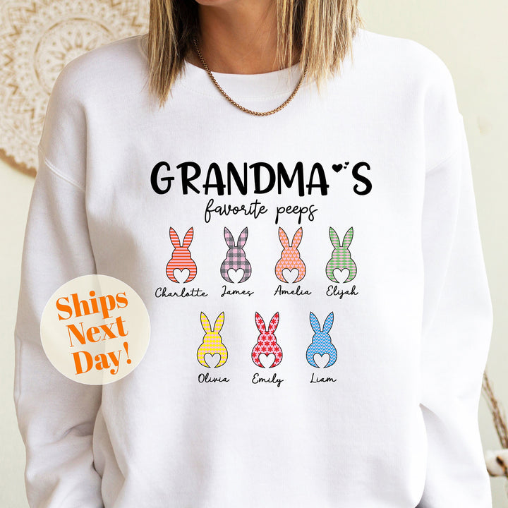Custom Grandma Easter Sweatshirt with Kids Names, Easter Nana Sweatshirt