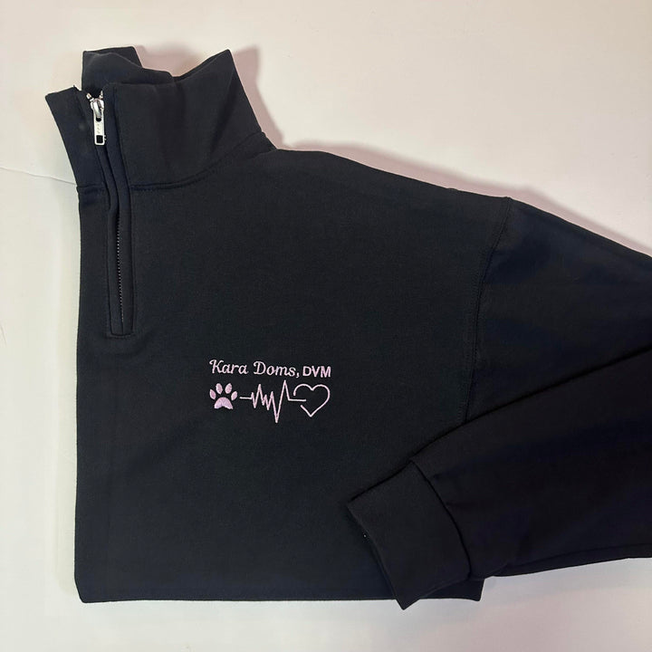 Quarter Zip Vet Sweatshirt, Personalized Gift For Veterinarian