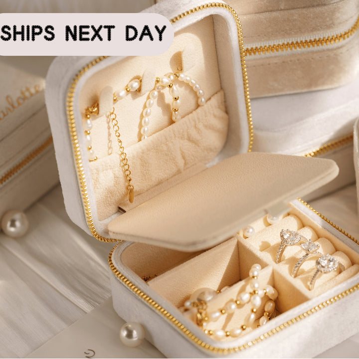 Custom Name Velvet Travel Jewelry Case • Personalized Jewelry Box