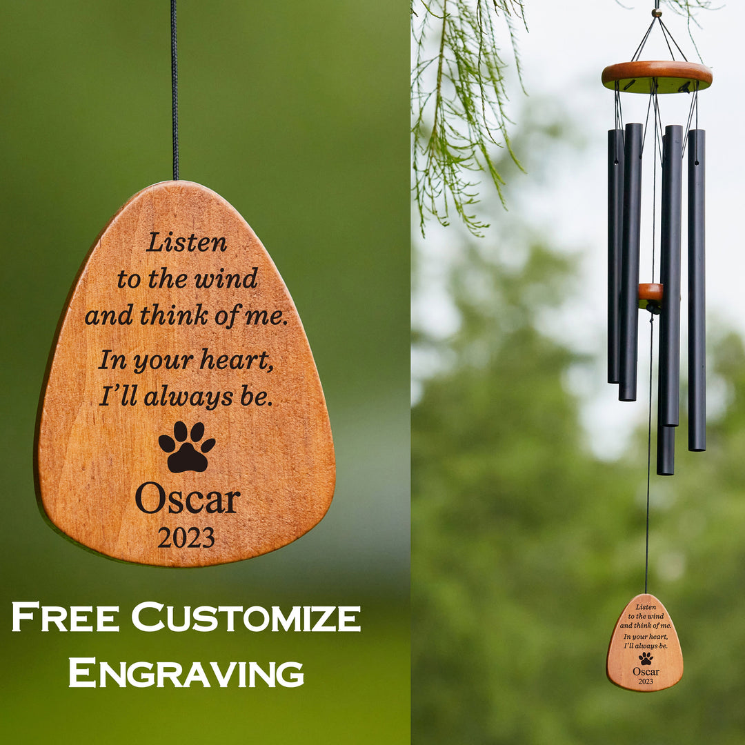 I knew you missed me when the wind blew-Double sided personalized carved pet memorial tablet Bagpipes pet loss reminder gift