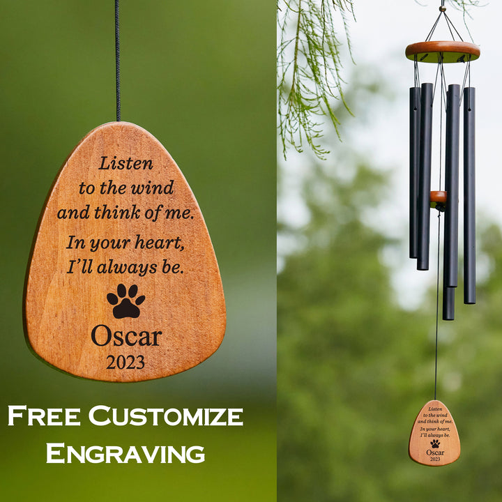 I knew you missed me when the wind blew-Double sided personalized carved pet memorial tablet Bagpipes pet loss reminder gift