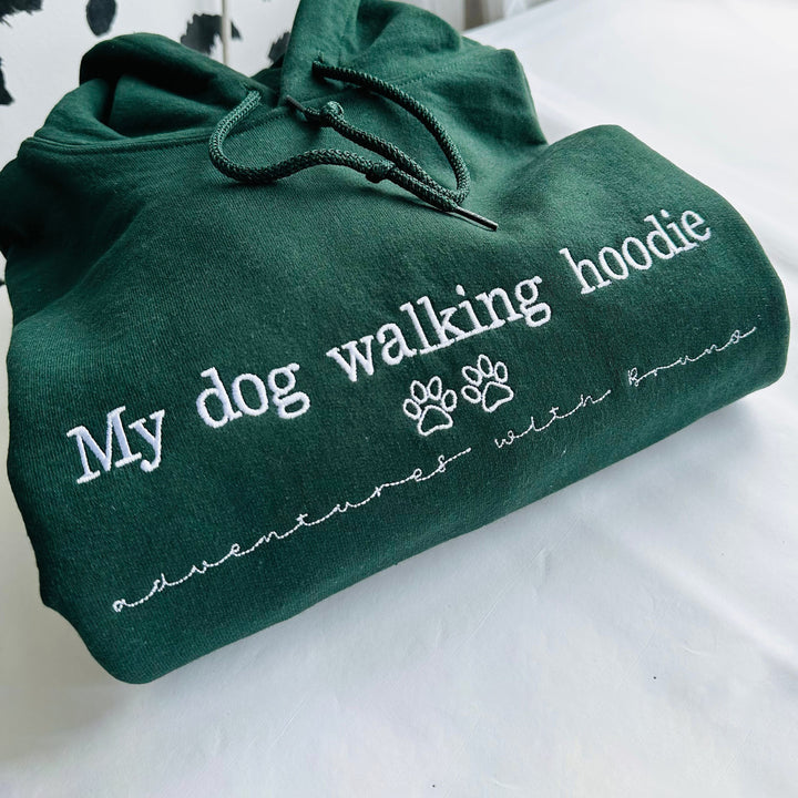 Embroidered Personalised Dog Walking Hoodie - Dog Lover Gift
