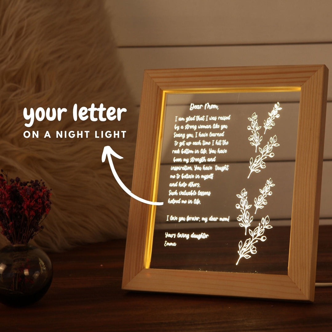 Personalized Hand-Written Letter Night Light - Mother's Day Gift Ideas