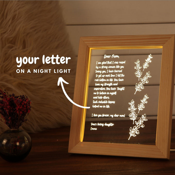 Personalized Hand-Written Letter Night Light - Mother's Day Gift Ideas