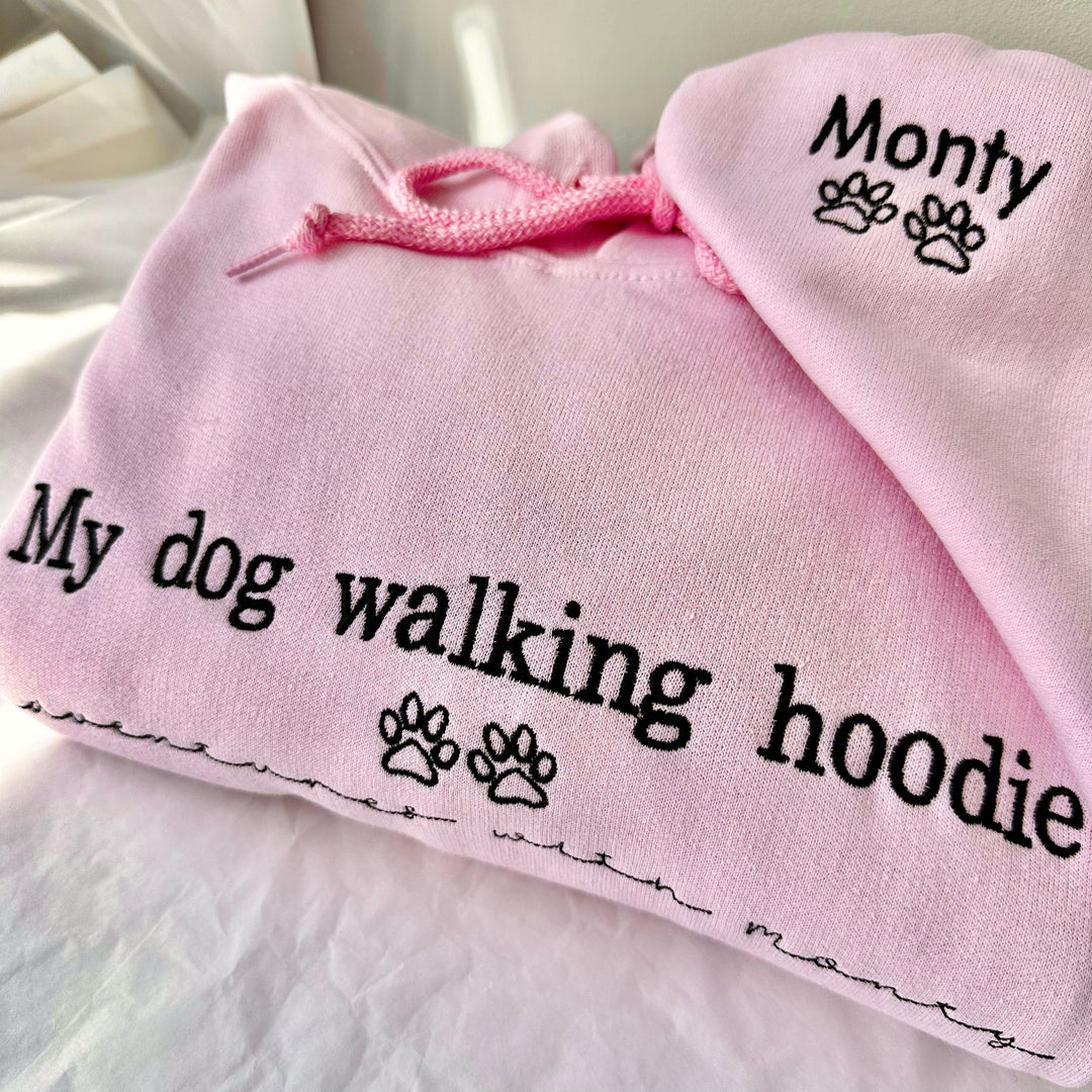 Embroidered Personalised Dog Walking Hoodie - Dog Lover Gift