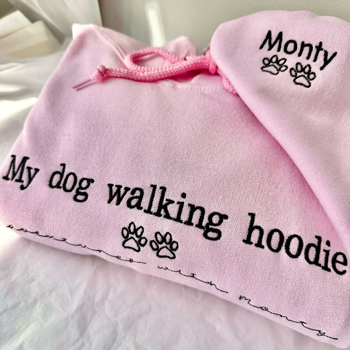 Embroidered Personalised Dog Walking Hoodie - Dog Lover Gift