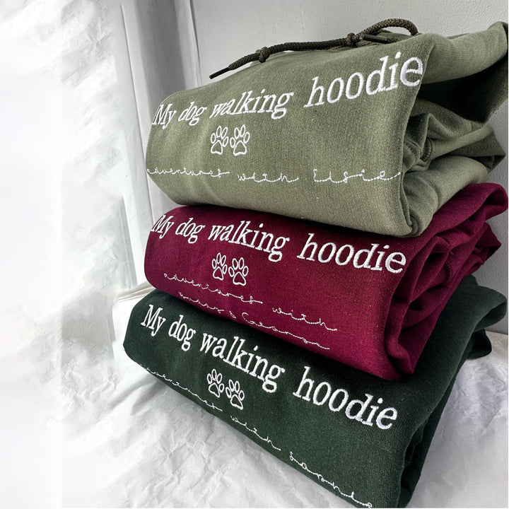 Embroidered Personalised Dog Walking Hoodie - Dog Lover Gift