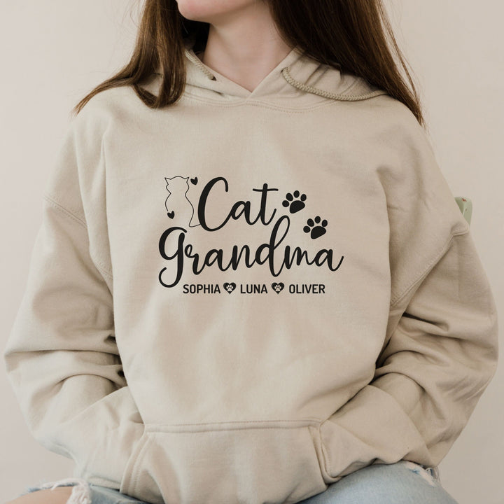 Personalized Cat Grandma Sweatshirt, Custom Cat Grandma Sweatshirt With Cats Name