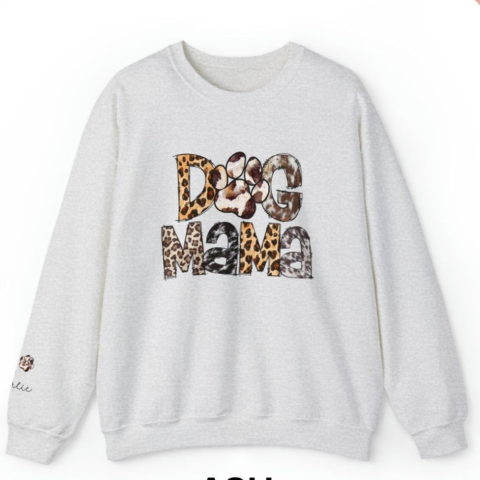 Custom Dog Mom Sweatshirt With Name On Sleeve Gift For New Dog Owner